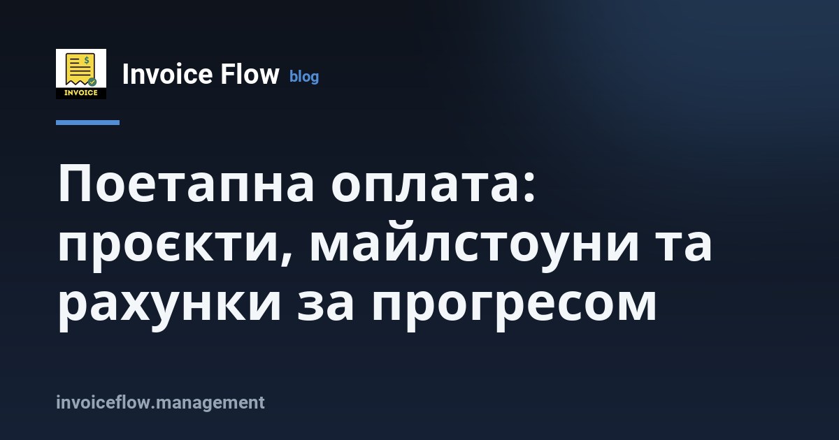 Часова шкала проєкту з чотирма майлстоунами, на кожному з яких виставляється рахунок після завершення роботи