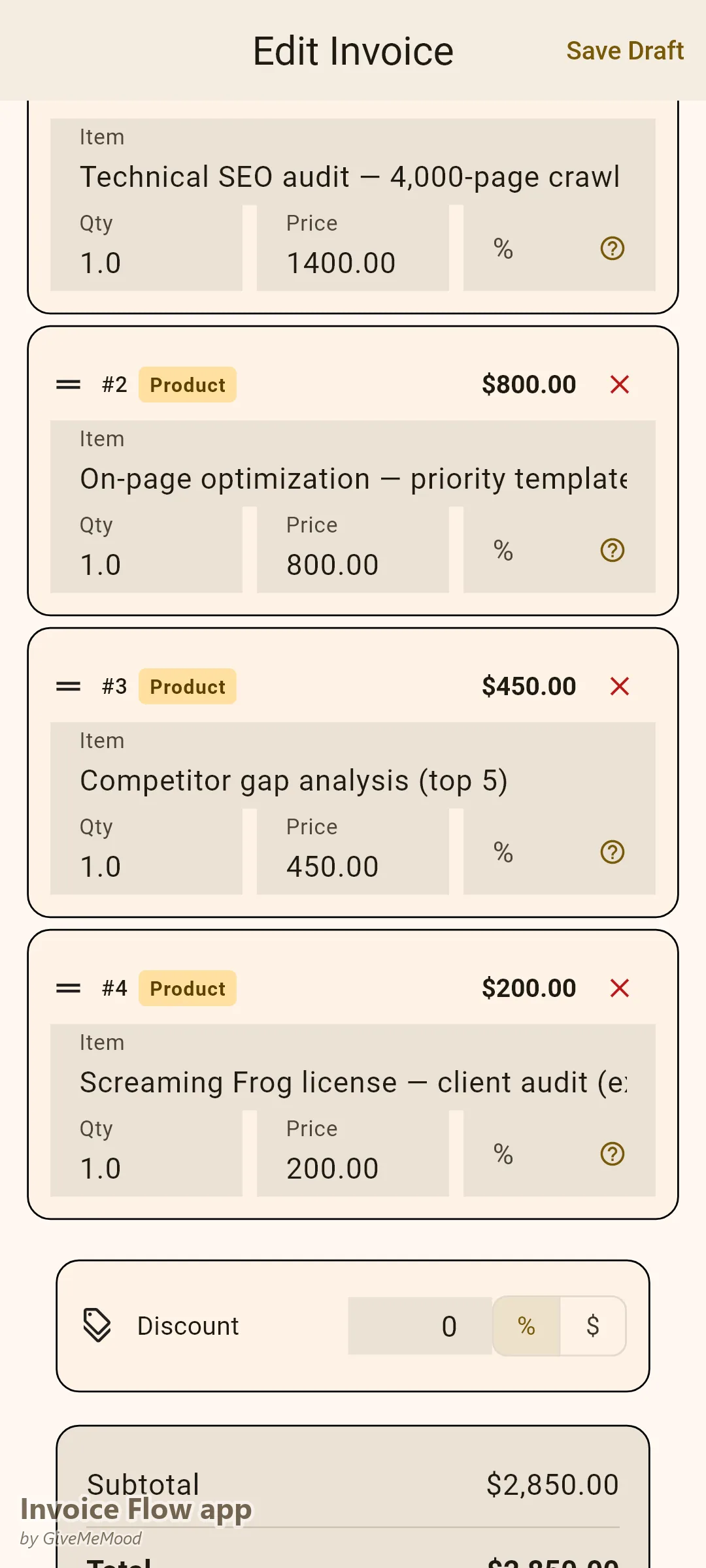 एक तकनीकी SEO ऑडिट प्रोजेक्ट के साथ Invoice Flow app इनवॉइस एडिटर — क्रॉल, ऑन-पेज ऑप्टिमाइज़ेशन, कॉम्पिटिटर गैप एनालिसिस और पास किया गया एक टूल लाइसेंस